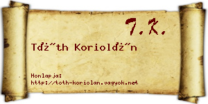 Tóth Koriolán névjegykártya
